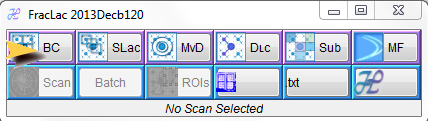 FracLac 2013 version showing 
            where the box counting scan button is