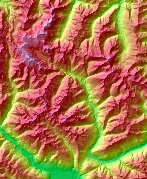 Topographic map created by superposition, click to enlarge