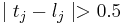  \mid t_j - l_j \mid > 0.5 