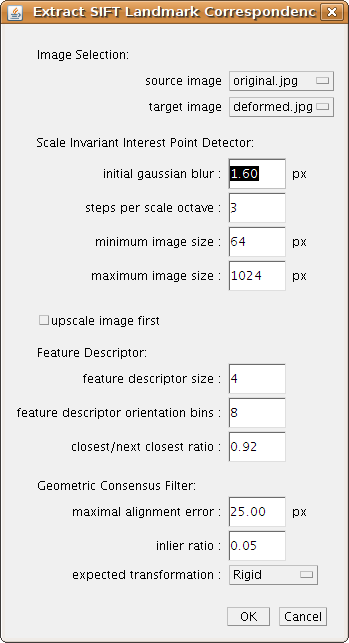 SIFT parameters