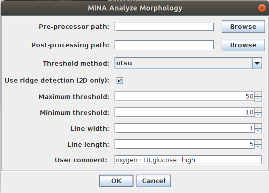 Figure 4: The MiNA user interface for supplying required and optional input parameters.